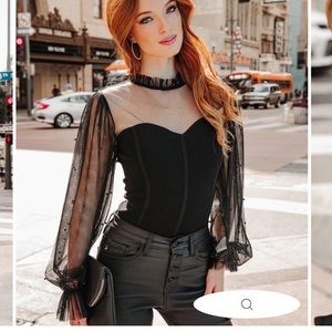 Vici Dolls Sheer Mesh Pearl Top